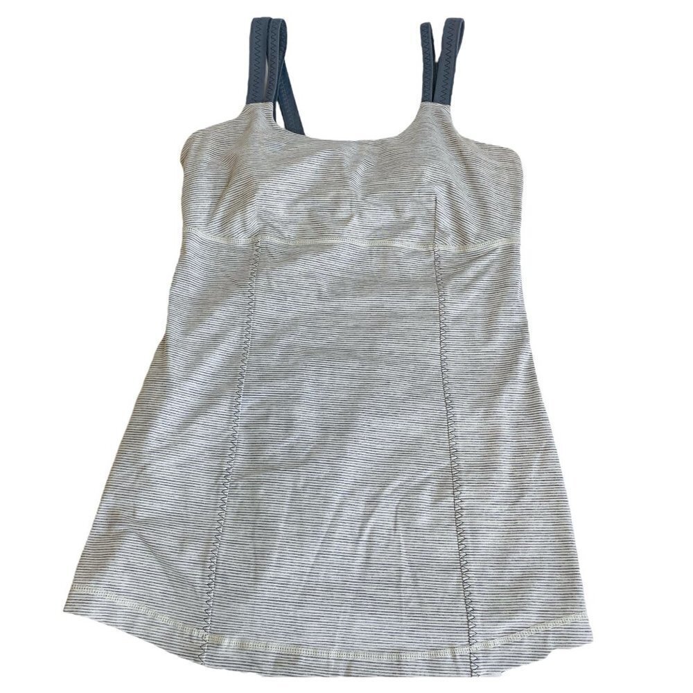 Lululemon Tank Top Small Gym Top Slate Gray Stripe Running Workout
